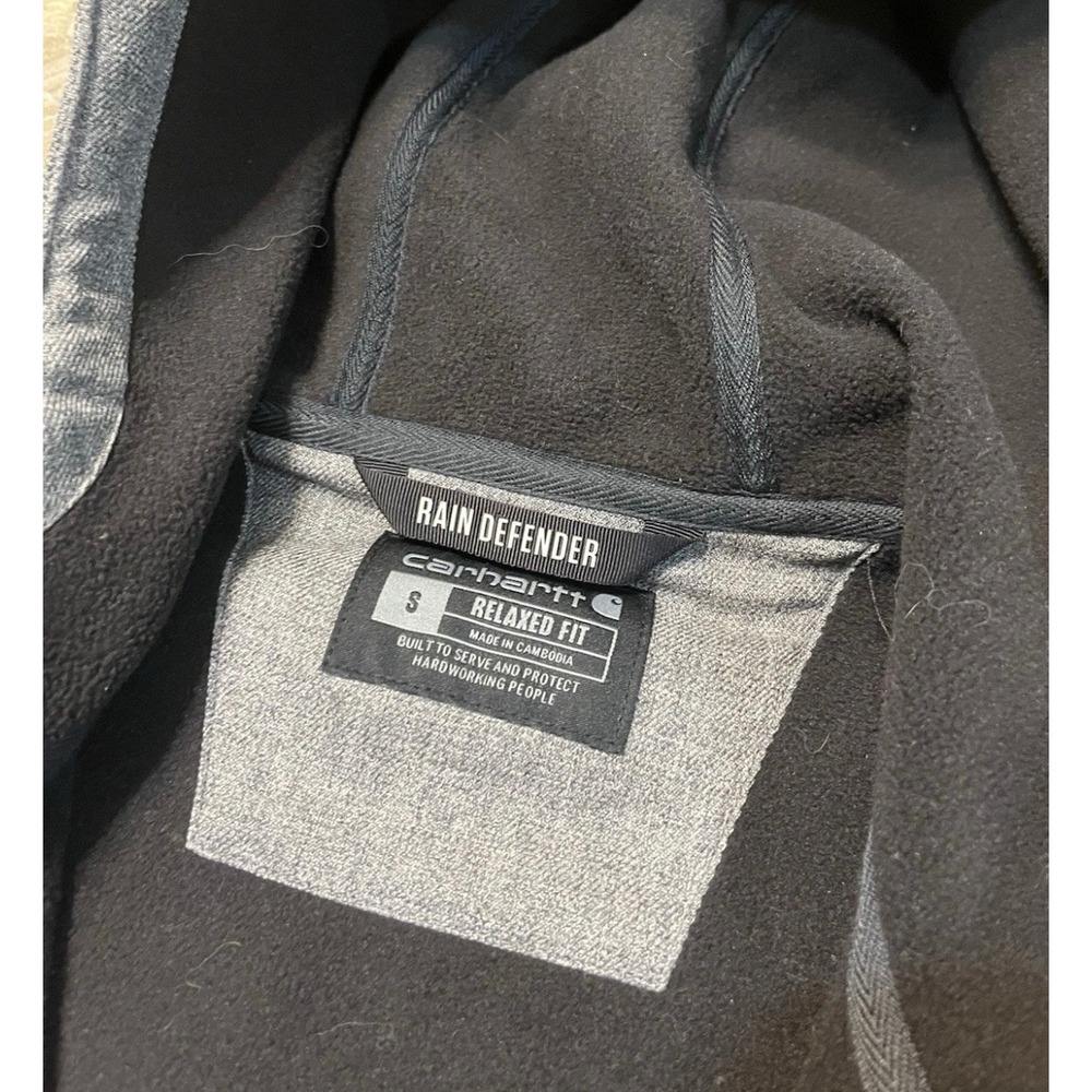 Carhartt Jacket Mens Small Gray Snap Button Rain Defender Fleece Lined 105022 - Picture 3 of 7